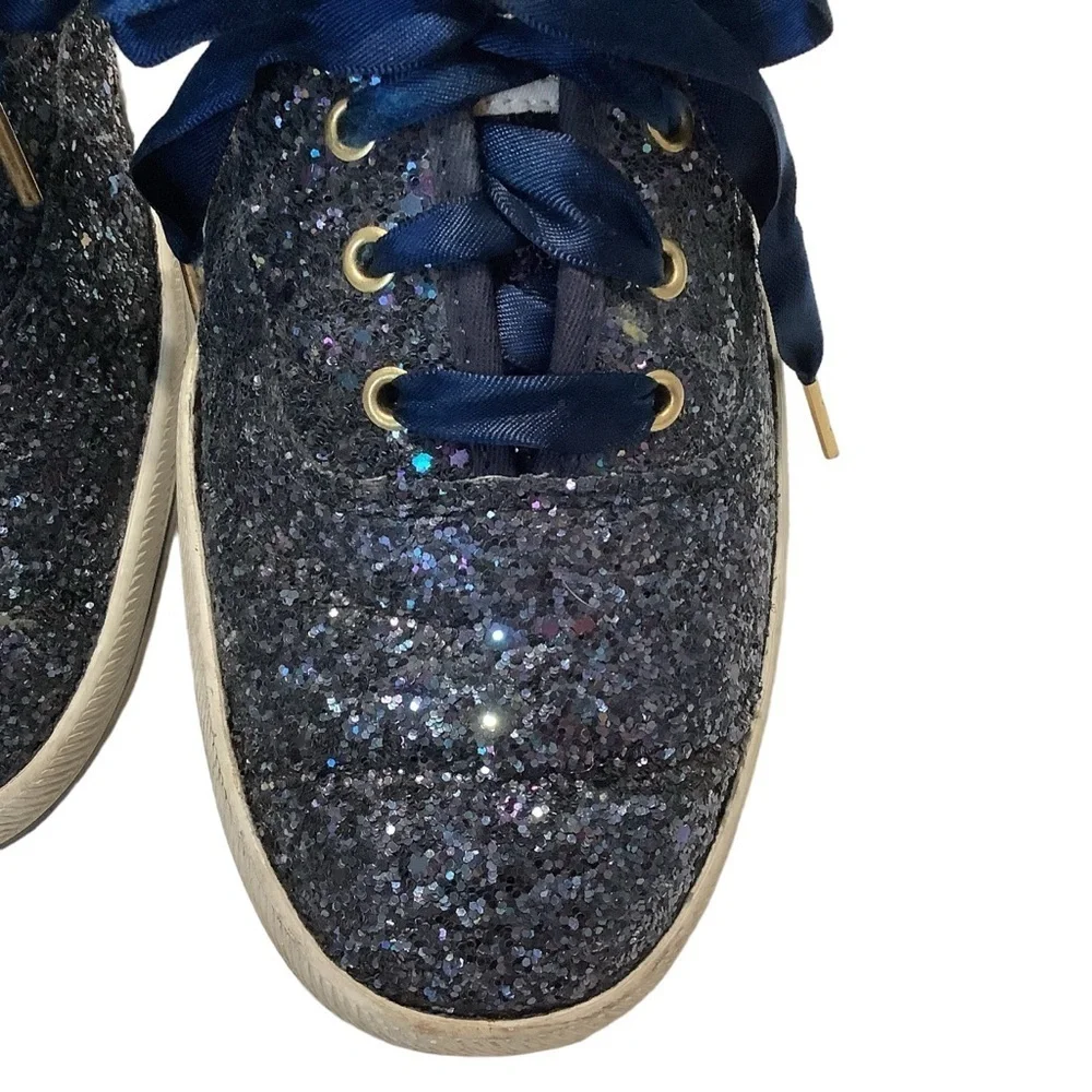 KEDS X KATE SPADE Navy Blue Glitter Champion Sneakers Size 9